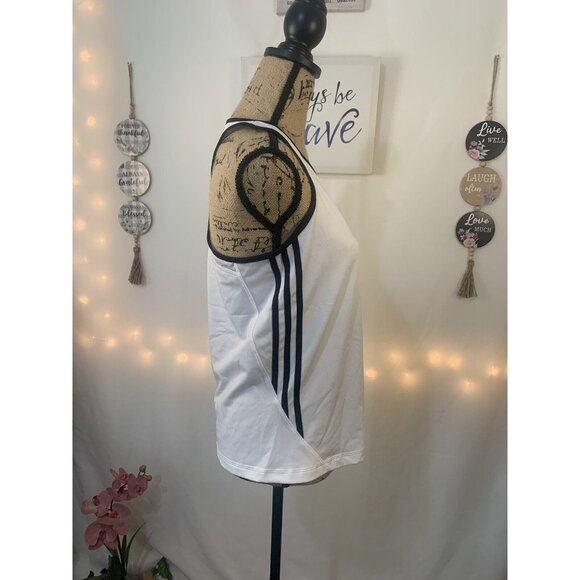 (B-49)Adidas Women’s L White Racerback Tank Top Athletic Workout Running Gym Act - Picture 4 of 7